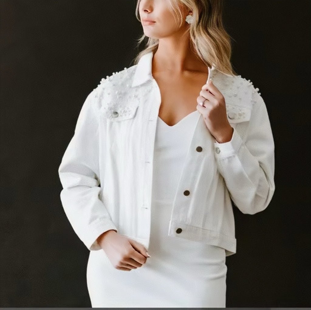 Pearl Embellished Denim Jacket
