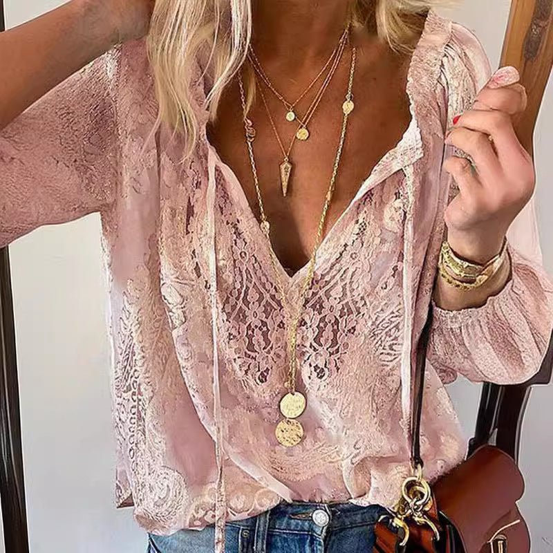 Relaxed Fit Lace Print Blouse